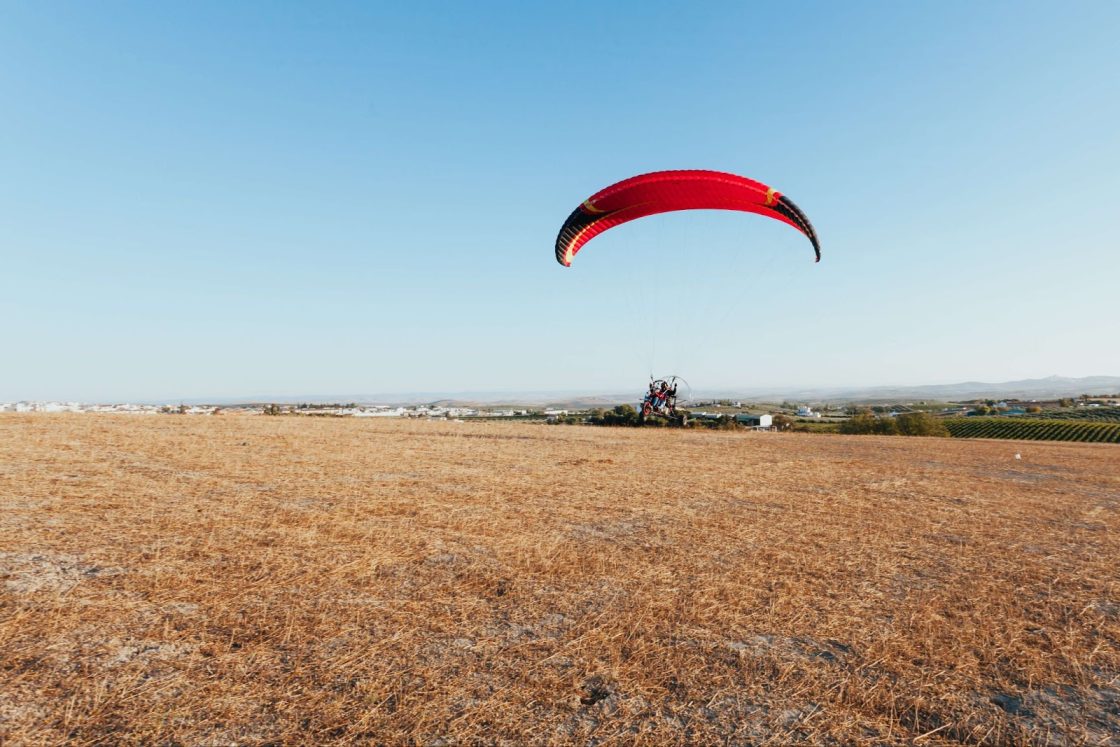 People powered paragliding in the sky