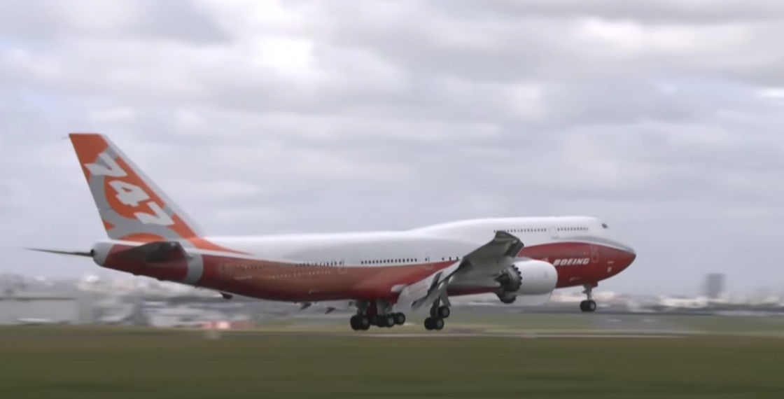 Boeing 747 moving on the runway