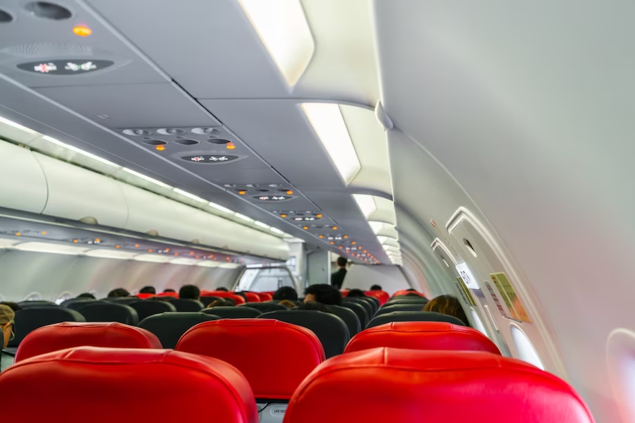 Seats inside an airplane