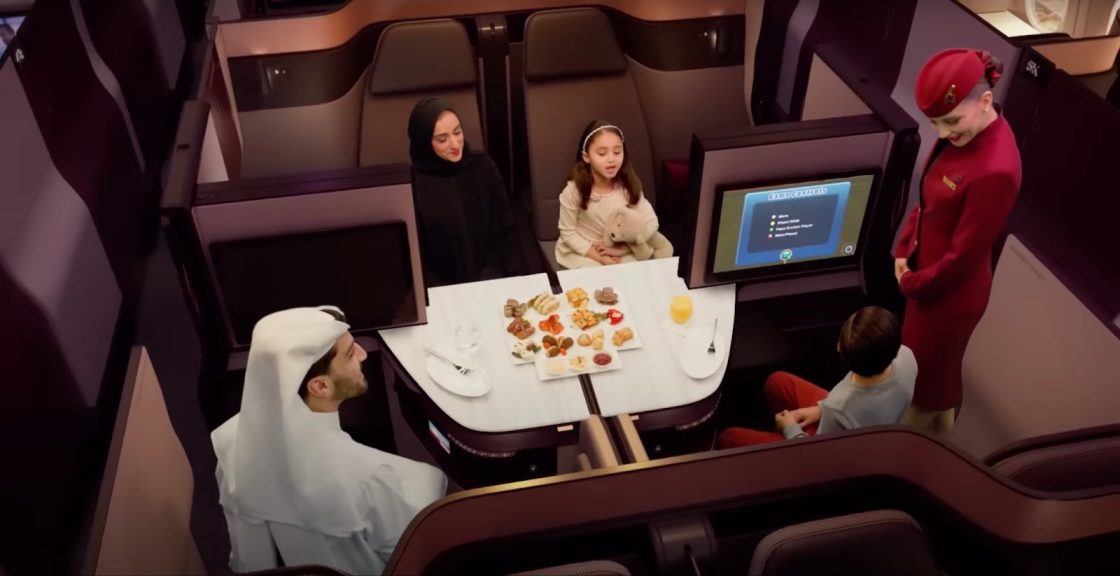 Family eating during the flight